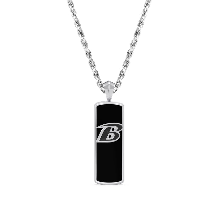 NFL BALTIMORE RAVENS UNISEX ONYX PENDANT 
with 1/10 CTTW Diamonds and Sterling Silver