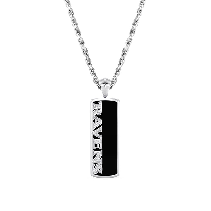 NFL BALTIMORE RAVENS UNISEX ONYX PENDANT 
with 1/10 CTTW Diamonds and Sterling Silver