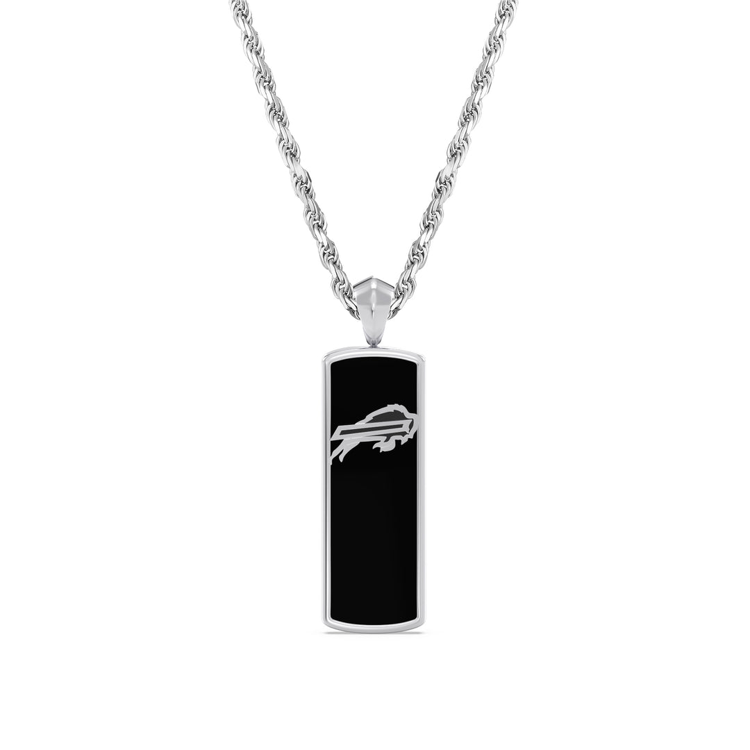 NFL BUFFALO BILLS UNISEX ONYX PENDANT 
with 1/10 CTTW Diamonds and Sterling Silver