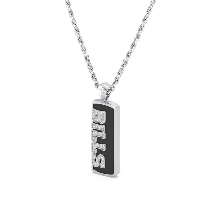 NFL BUFFALO BILLS UNISEX ONYX PENDANT 
with 1/10 CTTW Diamonds and Sterling Silver