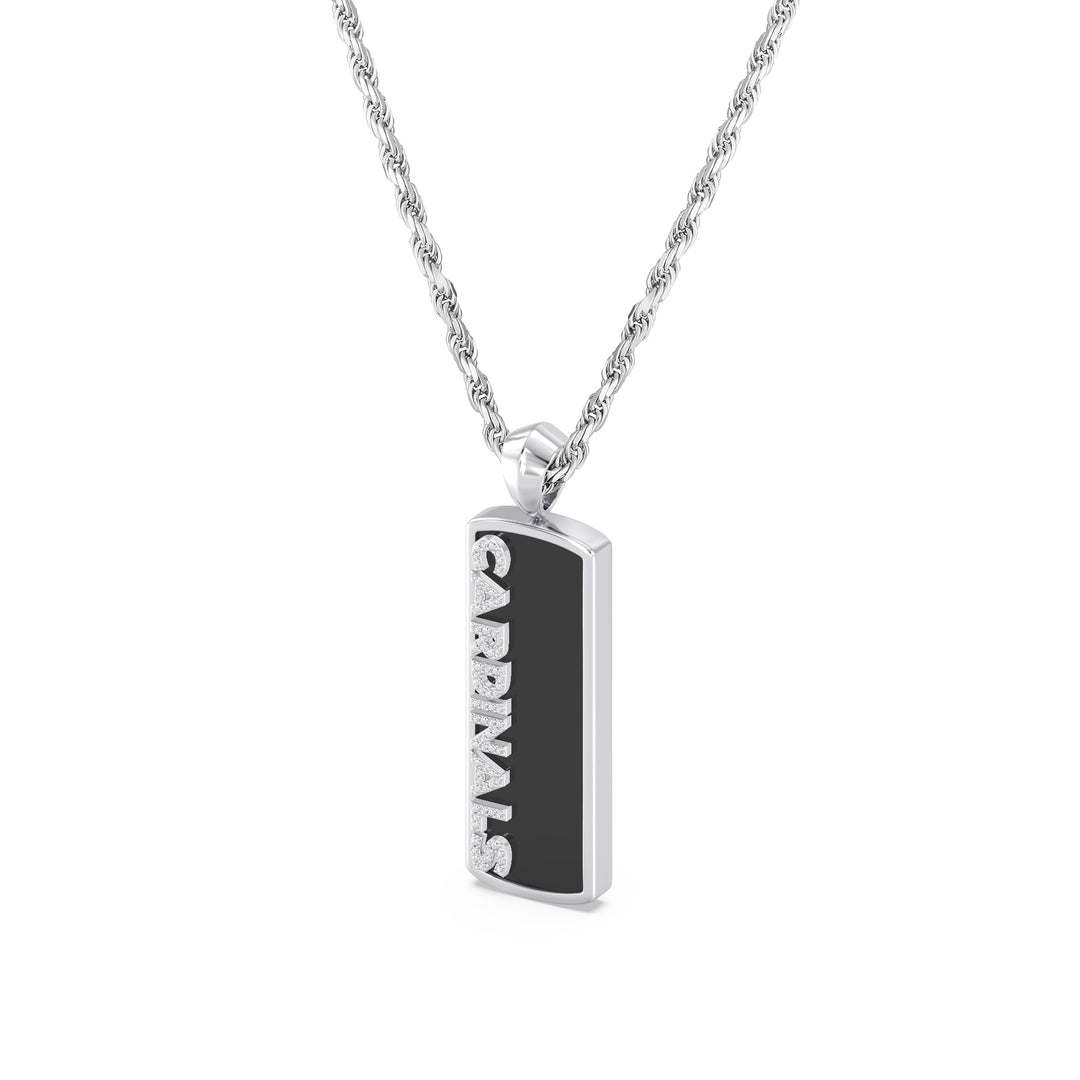 NFL ARIZONA CARDINALS UNISEX ONYX PENDANT
 with 1/10 CTTW Diamonds and Sterling Silver