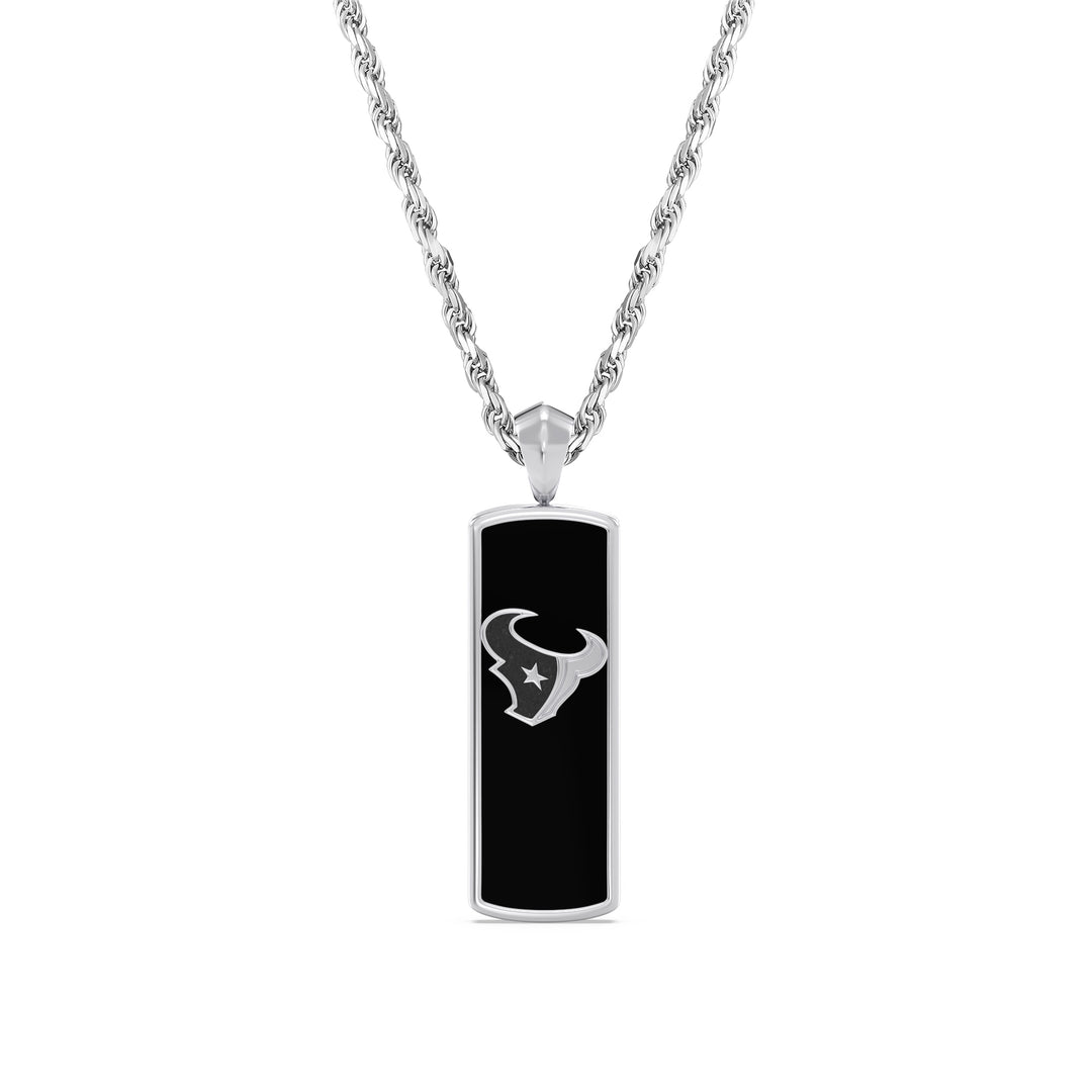 NFL HOUSTON TEXANS UNISEX ONYX PENDANT 
with 1/10 CTTW Diamonds and Sterling Silver