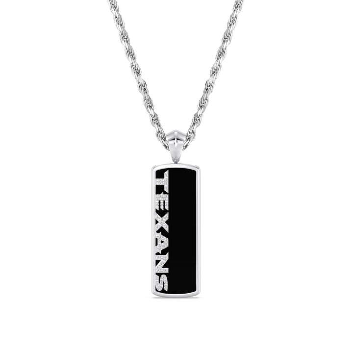 NFL HOUSTON TEXANS UNISEX ONYX PENDANT 
with 1/10 CTTW Diamonds and Sterling Silver