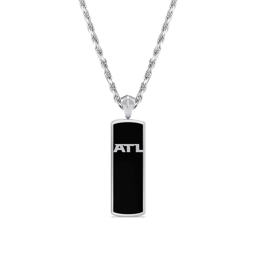 NFL ATLANTA FALCONS UNISEX ONYX PENDANT
 with 1/10 CTTW Diamonds and Sterling Silver