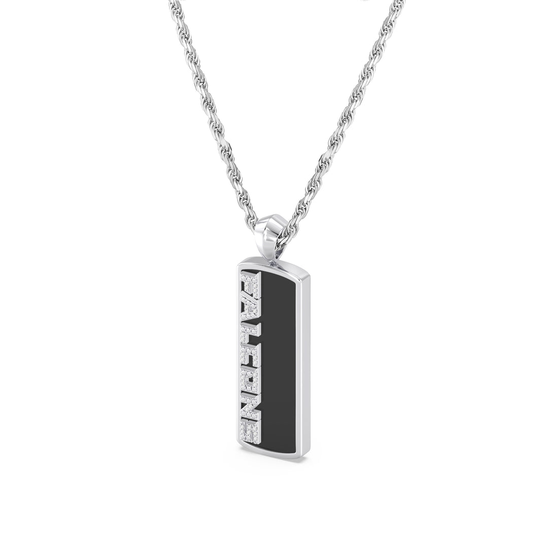 NFL ATLANTA FALCONS UNISEX ONYX PENDANT
 with 1/10 CTTW Diamonds and Sterling Silver