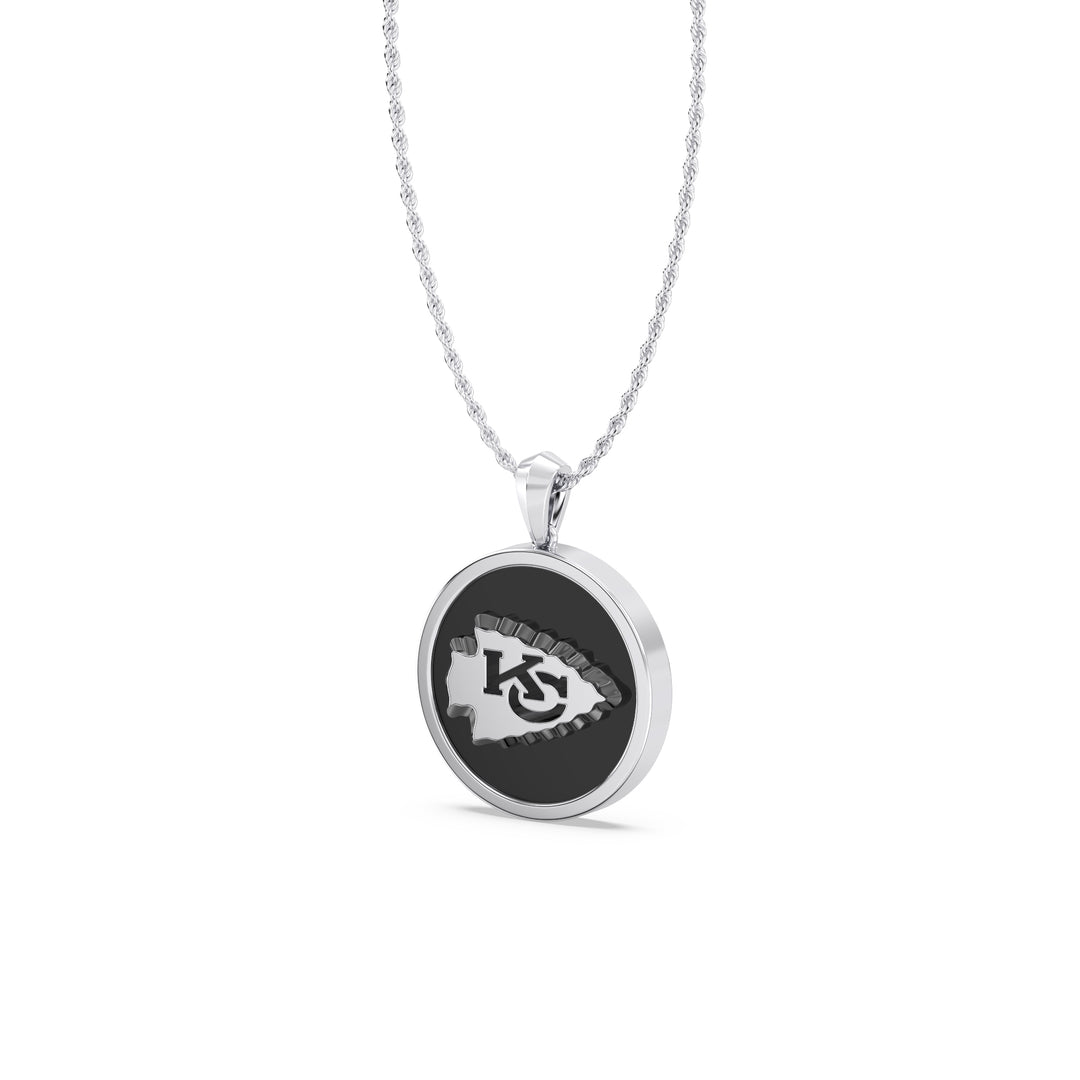 NFL KANSAS CITY CHIEFS UNISEX SILVER AND BLACK ONYX PENDNAT