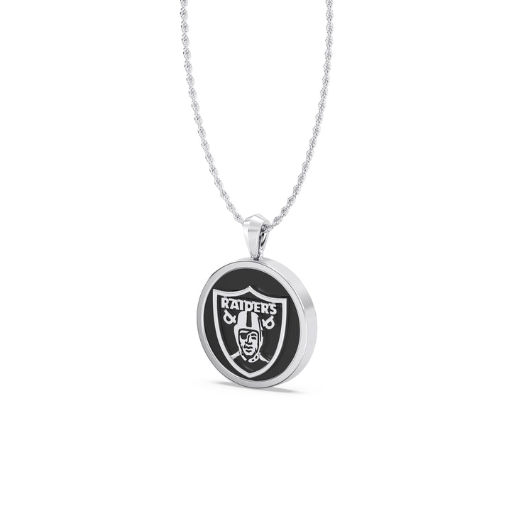 NFL LAS VEGAS RAIDERS UNISEX SILVER AND BLACK ONYX PENDNAT