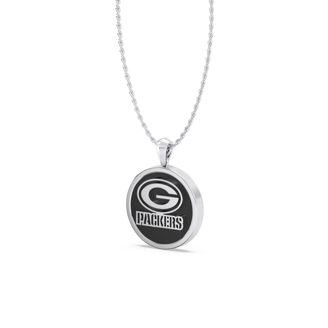 NFL GREEN BAY PACKERS UNISEX SILVER AND BLACK ONYX PENDNAT