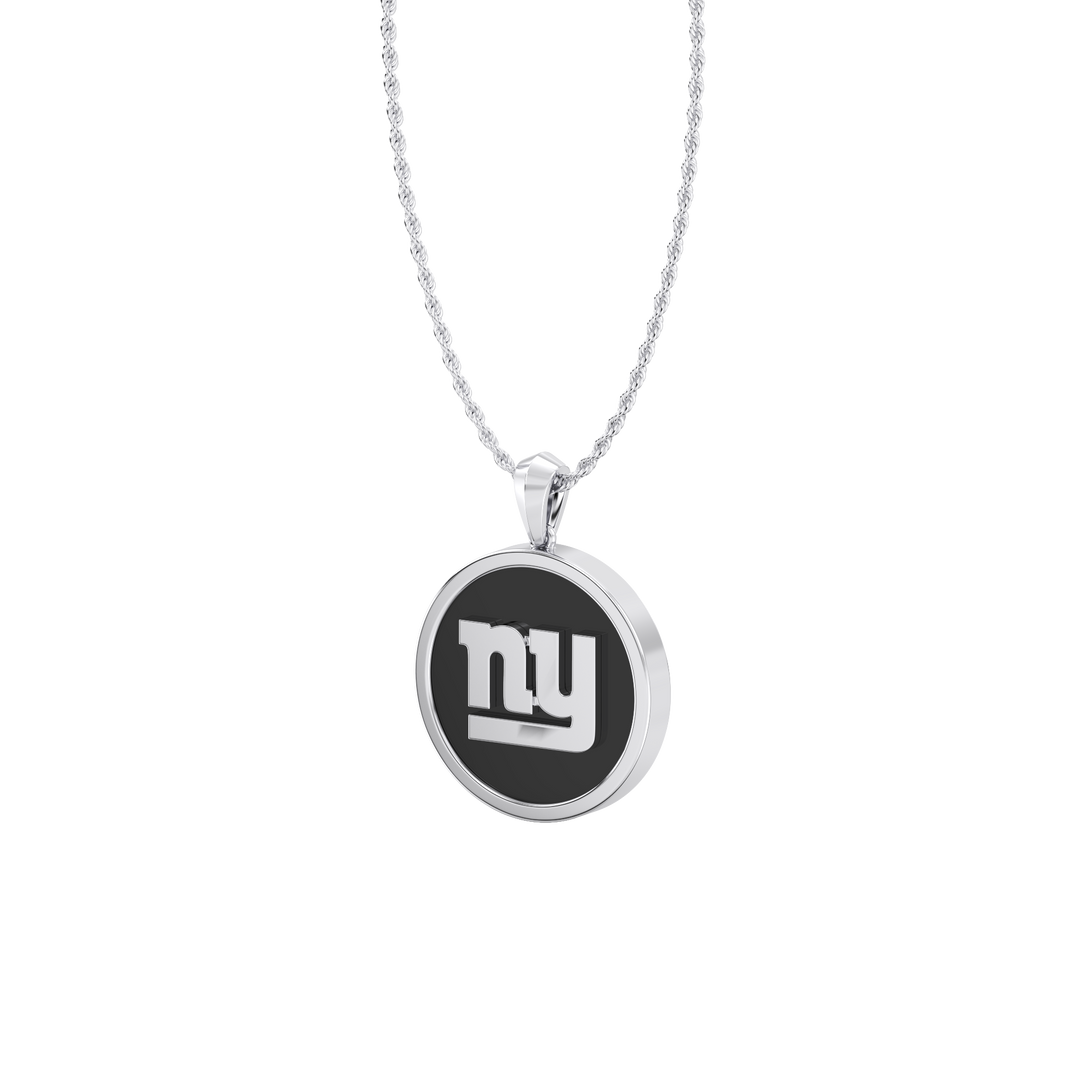 NFL NEW YORK GIANTS UNISEX SILVER AND BLACK ONYX PENDNAT