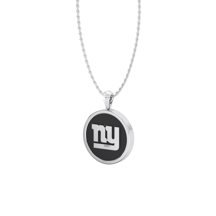 NFL NEW YORK GIANTS UNISEX SILVER AND BLACK ONYX PENDNAT