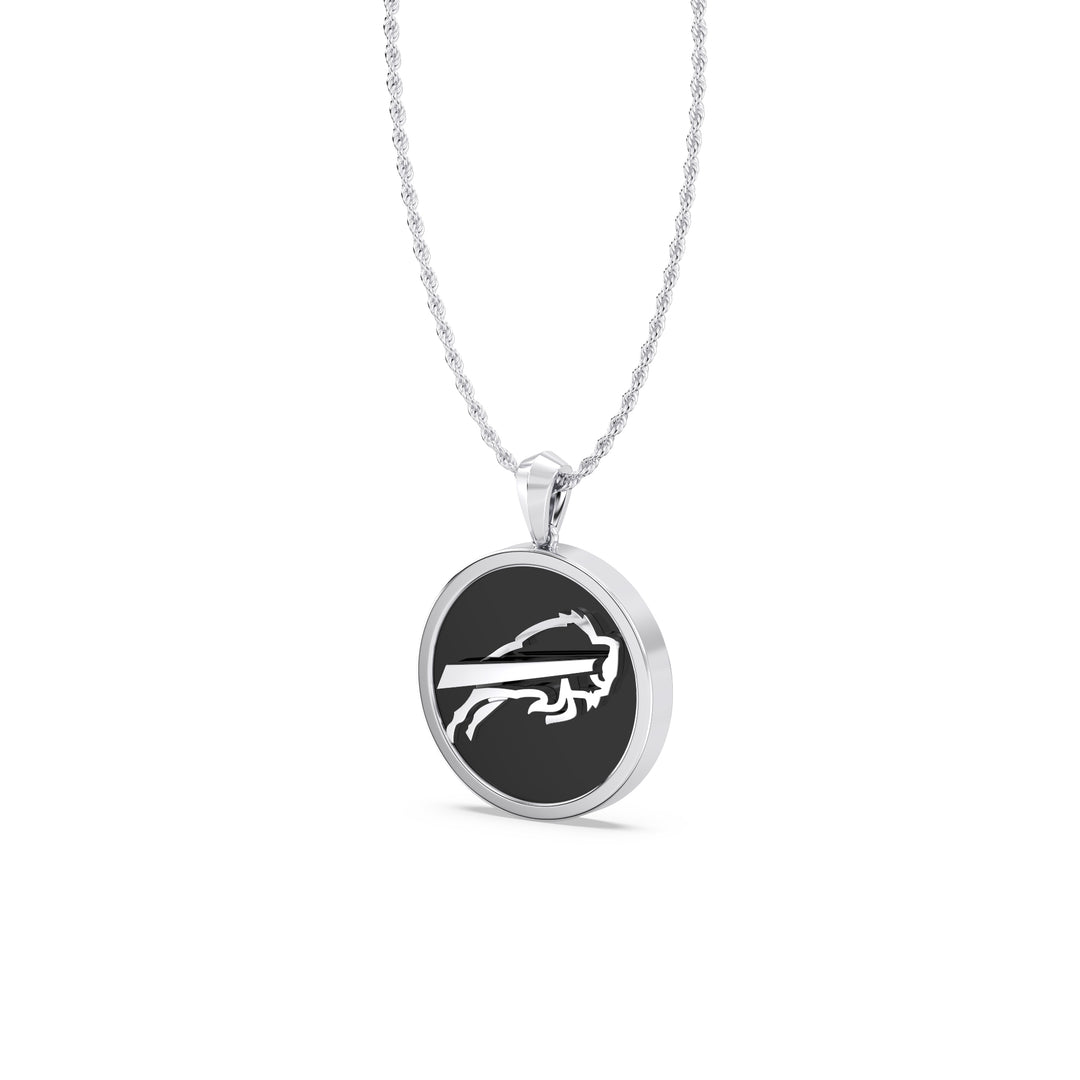 NFL BUFFALO BILLS UNISEX SILVER AND BLACK ONYX PENDNAT