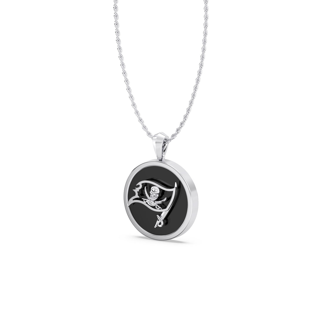 NFL TAMPA BAY BUCCANEERS UNISEX SILVER AND BLACK ONYX PENDNAT