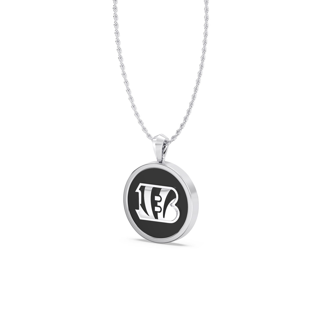 NFL CINCINNATI BENGALS UNISEX SILVER AND BLACK ONYX PENDNAT