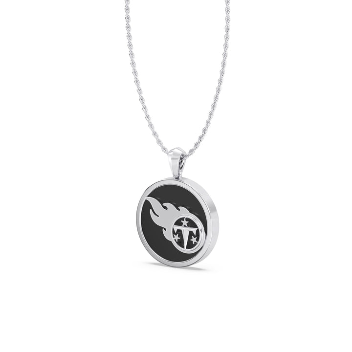 NFL TENNESSEE TITANS UNISEX SILVER AND BLACK ONYX PENDNAT