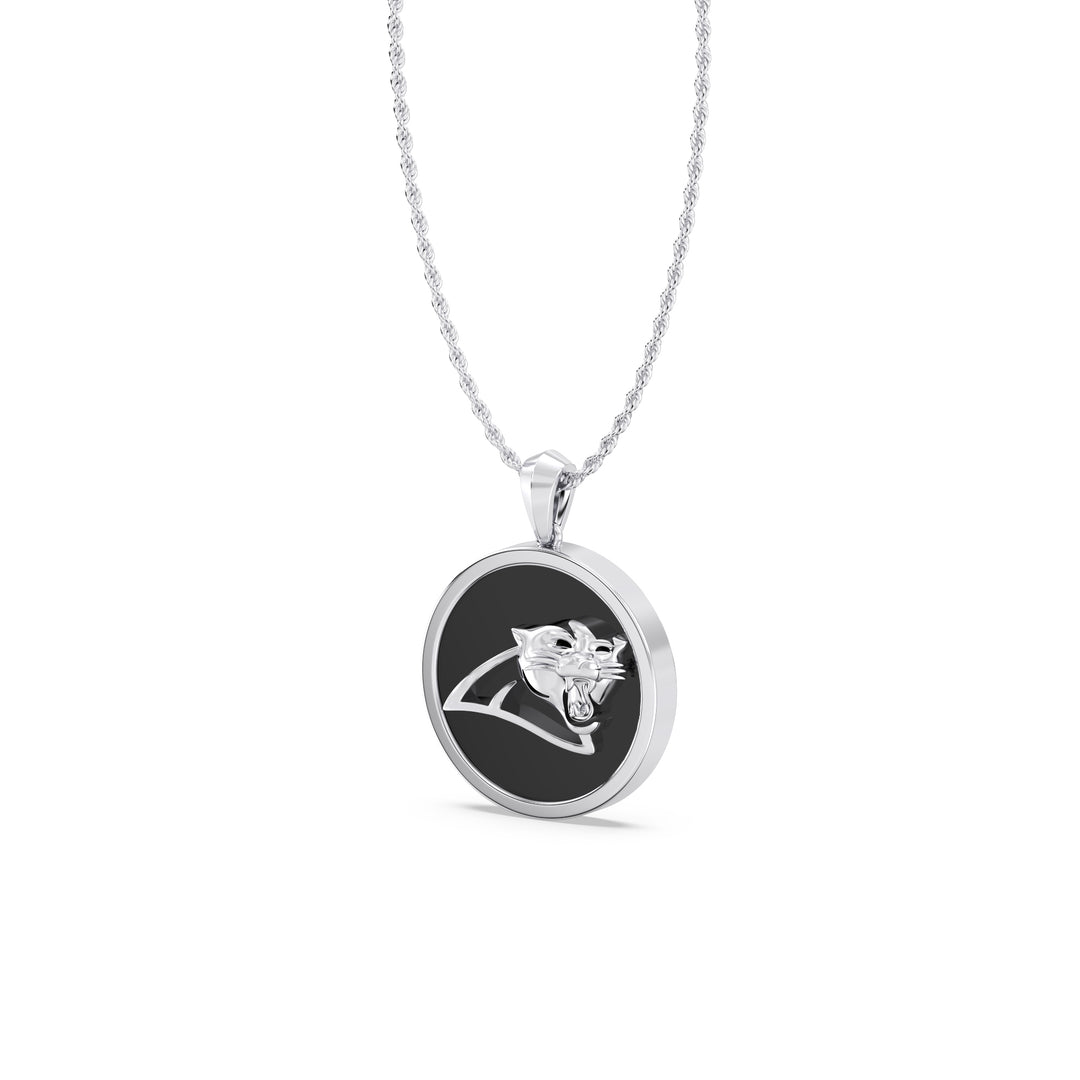 NFL CAROLINA PANTHERS UNISEX SILVER AND BLACK ONYX PENDNAT