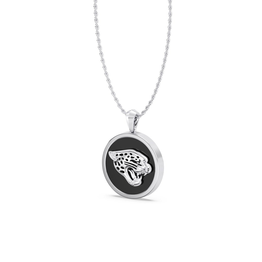 NFL JACKSONVILLE JAGUARS UNISEX SILVER AND BLACK ONYX PENDNAT