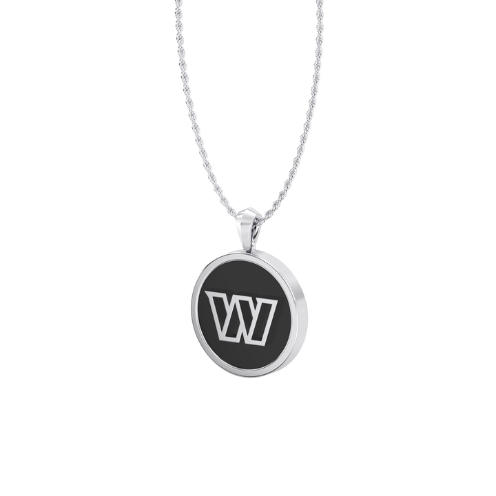 NFL WASHINGTON COMMANDERS UNISEX SILVER AND BLACK ONYX PENDNAT