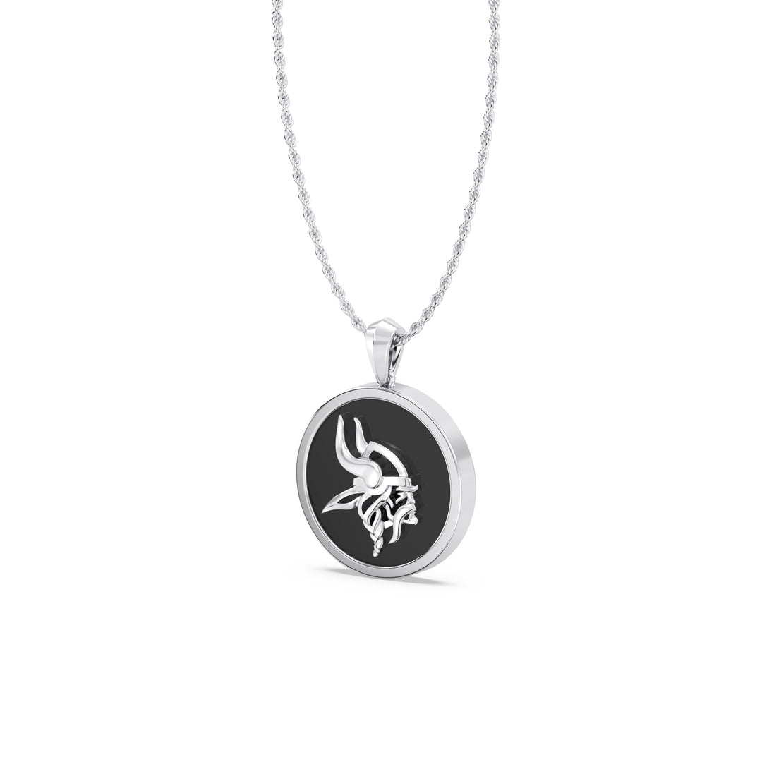 NFL MINNESOTA VIKINGS UNISEX SILVER AND BLACK ONYX PENDNAT