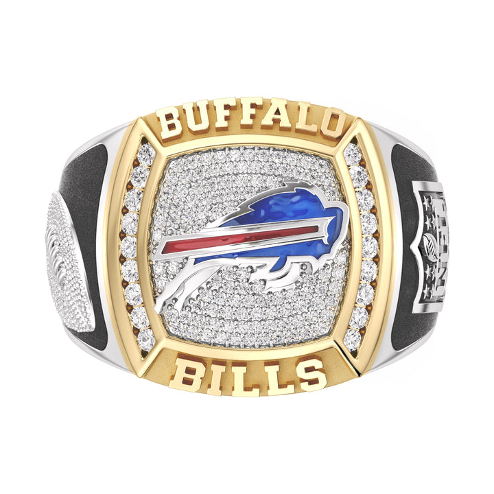 NFL BUFFALO BILLS MEN'S TEAM RING with 1/2 CTTW Diamonds, 10K Yellow Gold and Sterling Silver