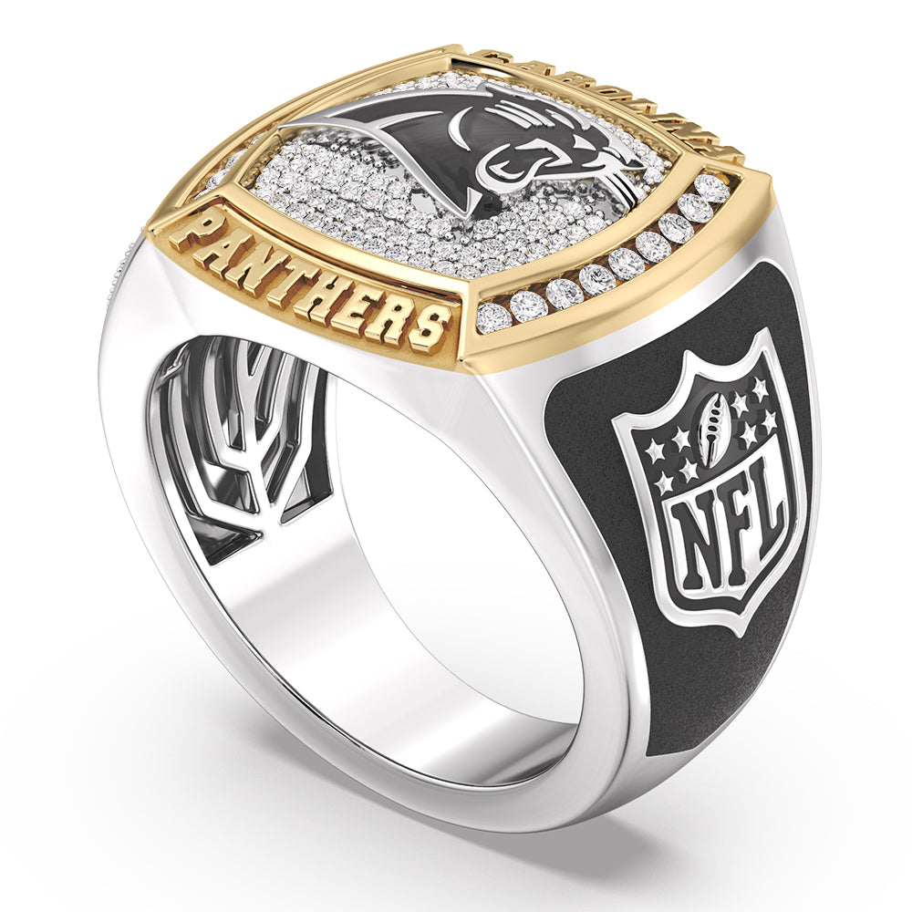 NFL CAROLINA PANTHERS MEN'S TEAM RING with 1/2 CTTW Diamonds, 10K Yellow Gold and Sterling Silver