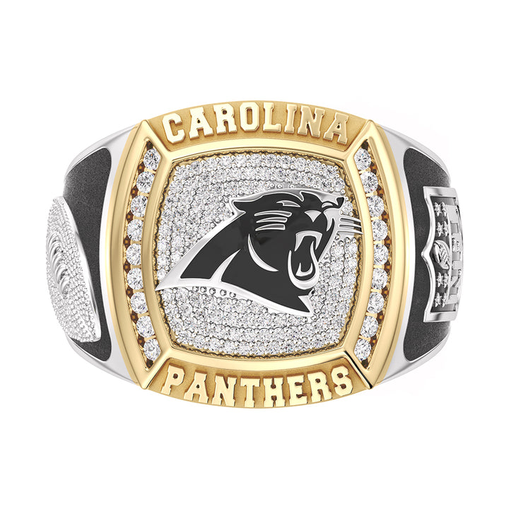 NFL CAROLINA PANTHERS MEN'S TEAM RING with 1/2 CTTW Diamonds, 10K Yellow Gold and Sterling Silver