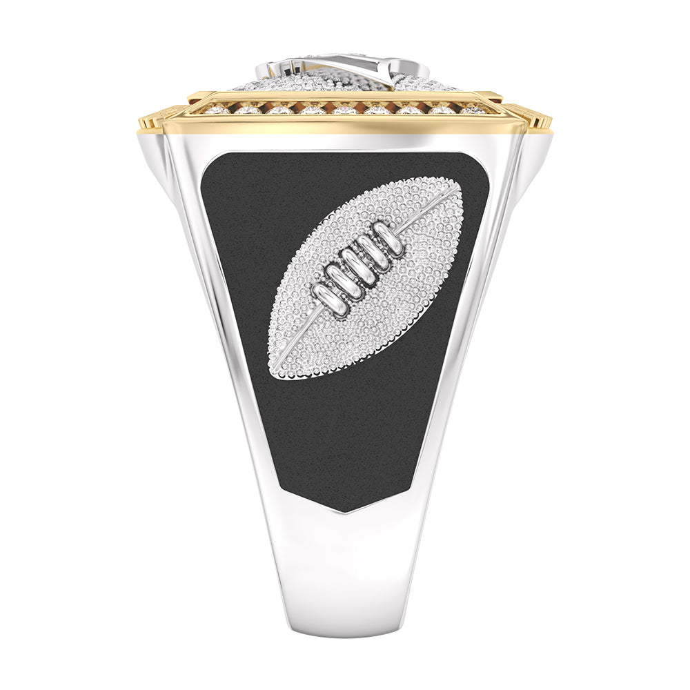 NFL CAROLINA PANTHERS MEN'S TEAM RING with 1/2 CTTW Diamonds, 10K Yellow Gold and Sterling Silver