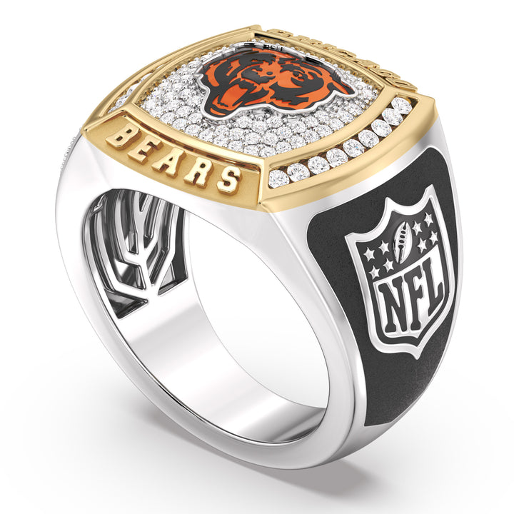 NFL CHICAGO BEARS MEN'S TEAM RING with 1/2 CTTW Diamonds, 10K Yellow Gold and Sterling Silver