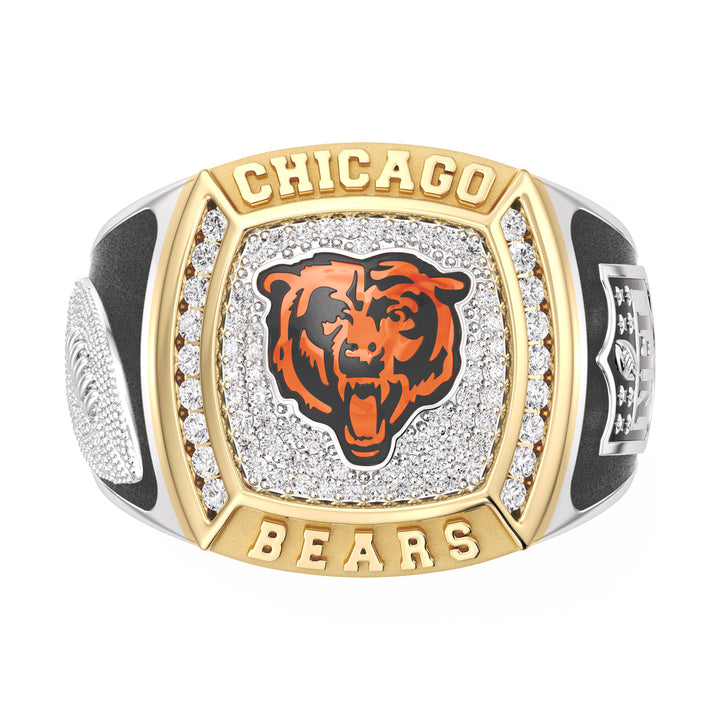 NFL CHICAGO BEARS MEN'S TEAM RING with 1/2 CTTW Diamonds, 10K Yellow Gold and Sterling Silver