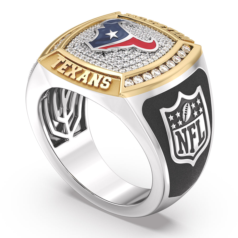 NFL HOUSTON TEXANS MEN'S TEAM RING with 1/2 CTTW Diamonds, 10K Yellow Gold and Sterling Silver