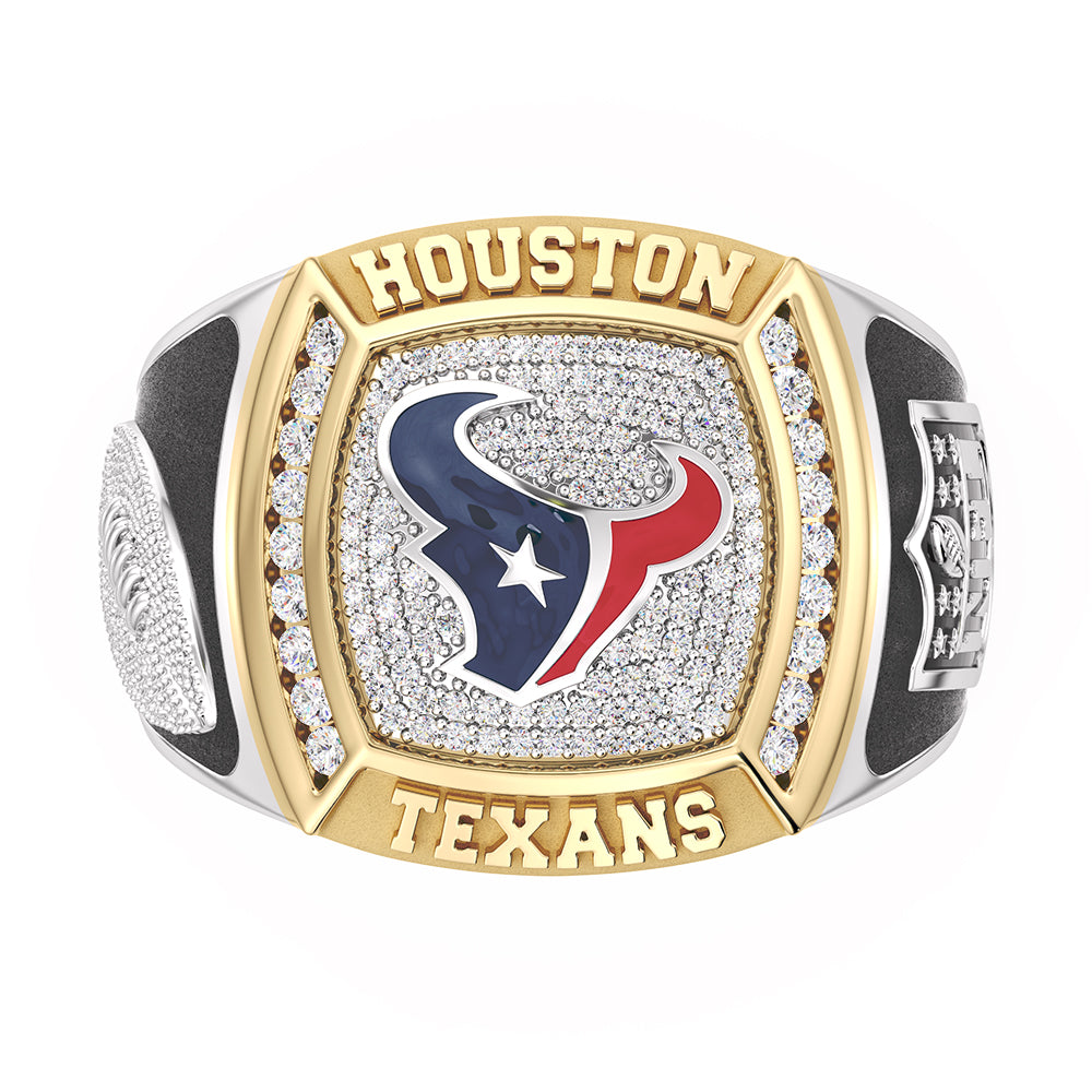 NFL HOUSTON TEXANS MEN'S TEAM RING with 1/2 CTTW Diamonds, 10K Yellow Gold and Sterling Silver