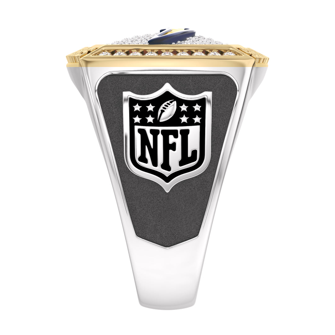NFL LOS ANGELES CHARGERS MEN'S TEAM RING with 1/2 CTTW Diamonds, 10K Yellow Gold and Sterling Silver