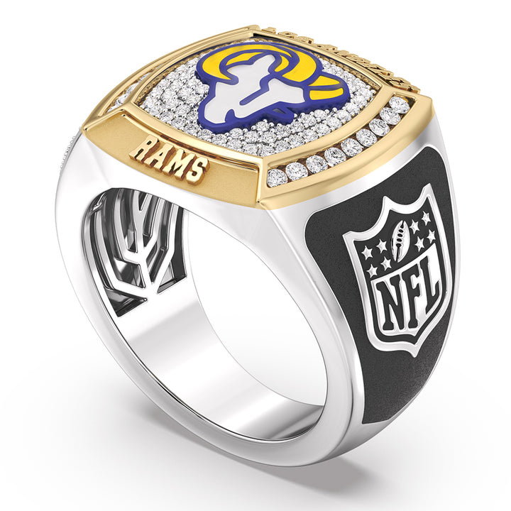 NFL LOS ANGELES RAMS MEN'S TEAM RING with 1/2 CTTW Diamonds, 10K Yellow Gold and Sterling Silver