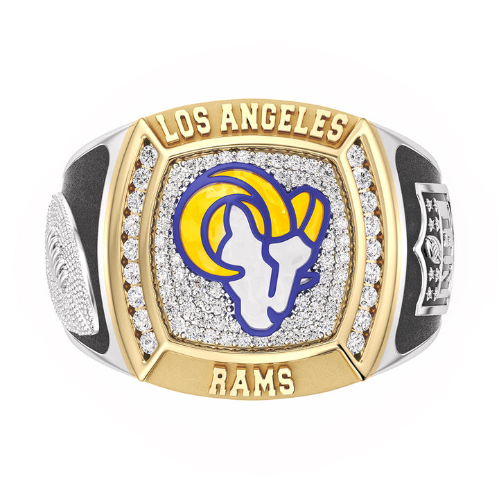 NFL LOS ANGELES RAMS MEN'S TEAM RING with 1/2 CTTW Diamonds, 10K Yellow Gold and Sterling Silver