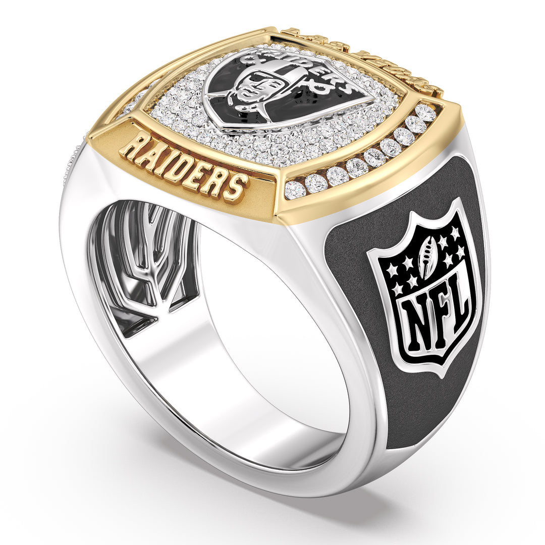 NFL LAS VEGAS RAIDERS MEN'S TEAM RING with 1/2 CTTW Diamonds, 10K Yellow Gold and Sterling Silver