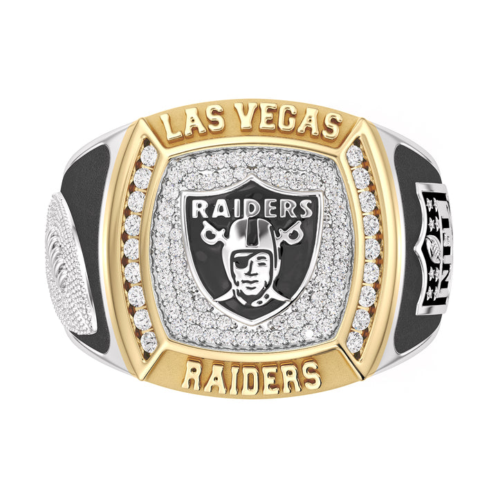 NFL LAS VEGAS RAIDERS MEN'S TEAM RING with 1/2 CTTW Diamonds, 10K Yellow Gold and Sterling Silver