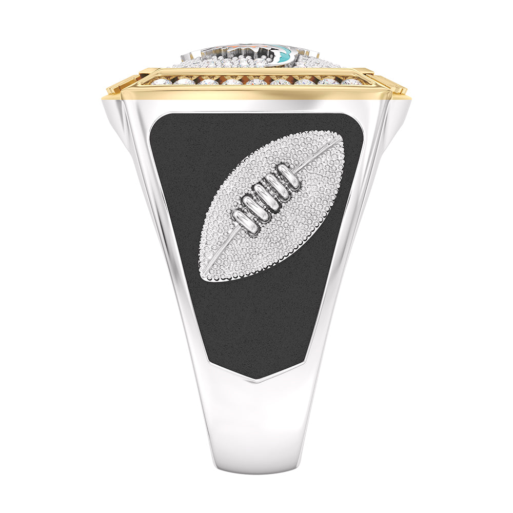 NFL MIAMI DOLPHINS MEN'S TEAM RING with 1/2 CTTW Diamonds, 10K Yellow Gold and Sterling Silver