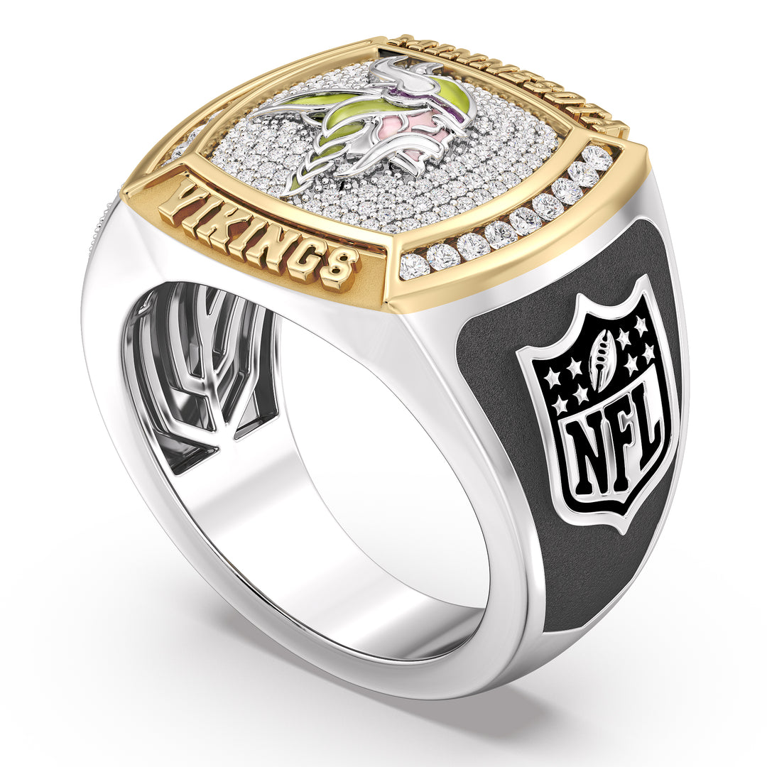 NFL MINNESOTA VIKINGS MEN'S TEAM RING with 1/2 CTTW Diamonds, 10K Yellow Gold and Sterling Silver