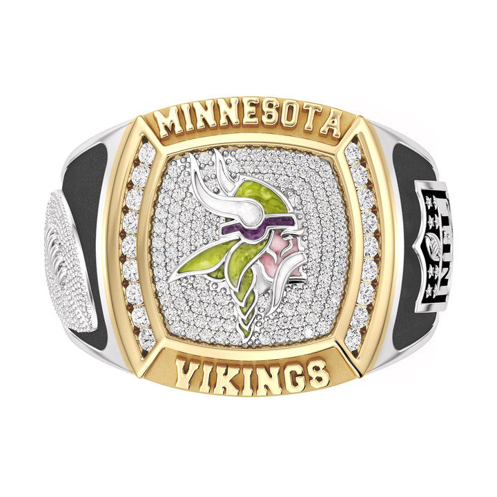 NFL MINNESOTA VIKINGS MEN'S TEAM RING with 1/2 CTTW Diamonds, 10K Yellow Gold and Sterling Silver