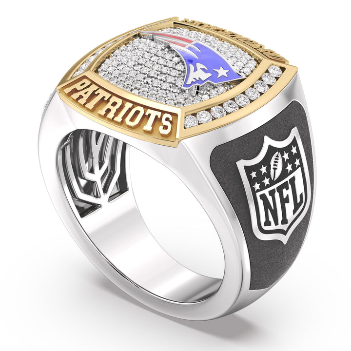 NFL NEW ENGLAND PATRIOTS MEN'S TEAM RING with 1/2 CTTW Diamonds, 10K Yellow Gold and Sterling Silver