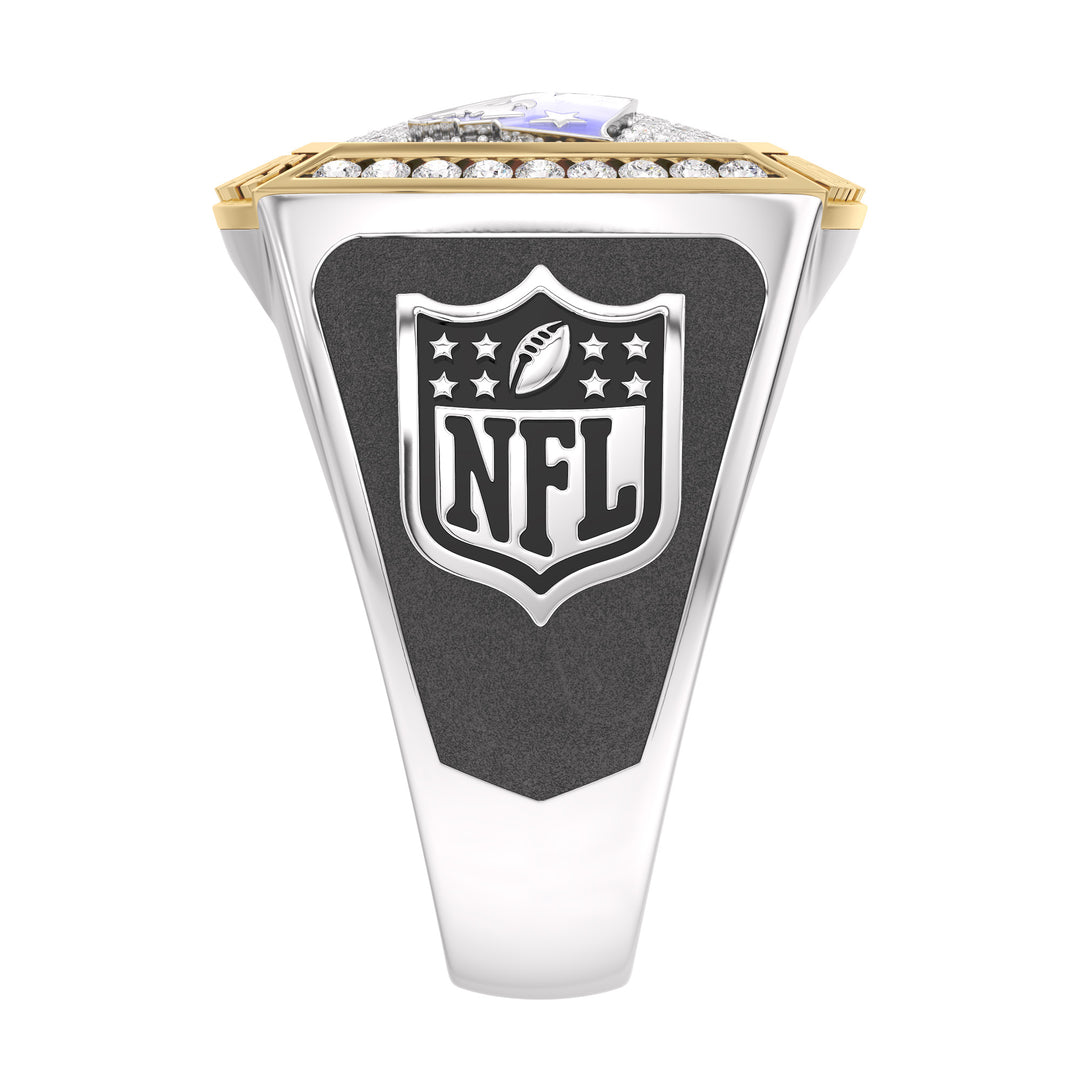 NFL NEW ENGLAND PATRIOTS MEN'S TEAM RING with 1/2 CTTW Diamonds, 10K Yellow Gold and Sterling Silver