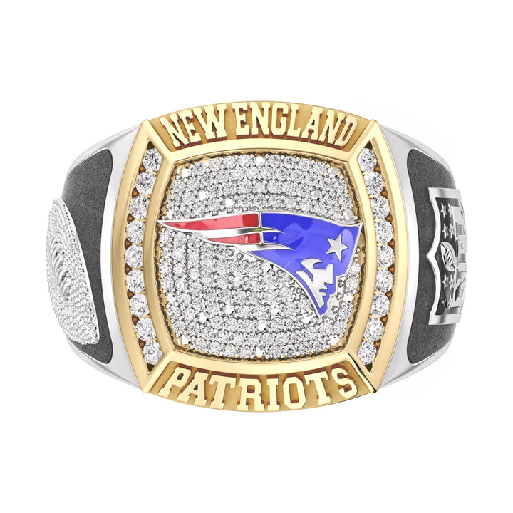 NFL NEW ENGLAND PATRIOTS MEN'S TEAM RING with 1/2 CTTW Diamonds, 10K Yellow Gold and Sterling Silver