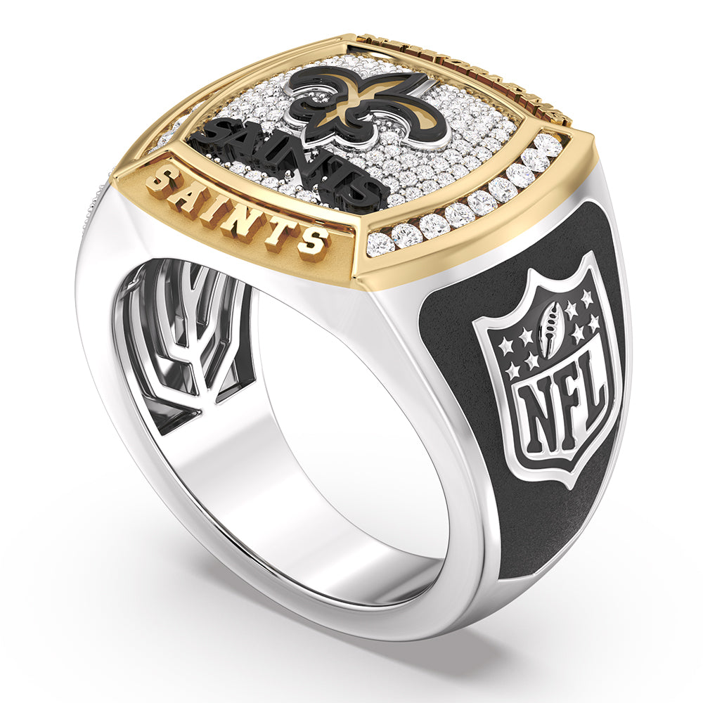NFL NEW ORLEANS SAINTS MEN'S TEAM RING with 1/2 CTTW Diamonds, 10K Yellow Gold and Sterling Silver