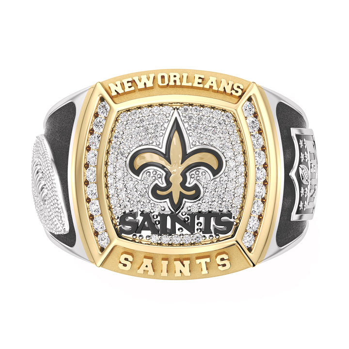 NFL NEW ORLEANS SAINTS MEN'S TEAM RING with 1/2 CTTW Diamonds, 10K Yellow Gold and Sterling Silver