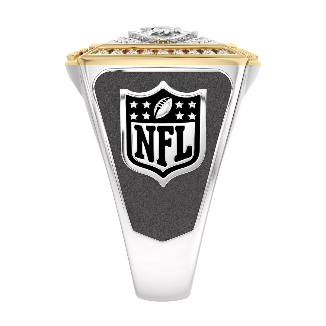 NFL NEW YORK JETS MEN'S TEAM RING with 1/2 CTTW Diamonds, 10K Yellow Gold and Sterling Silver