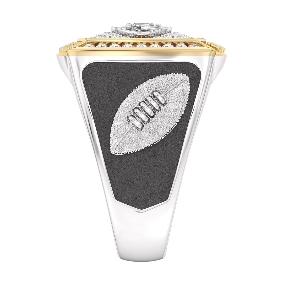 NFL NEW YORK JETS MEN'S TEAM RING with 1/2 CTTW Diamonds, 10K Yellow Gold and Sterling Silver