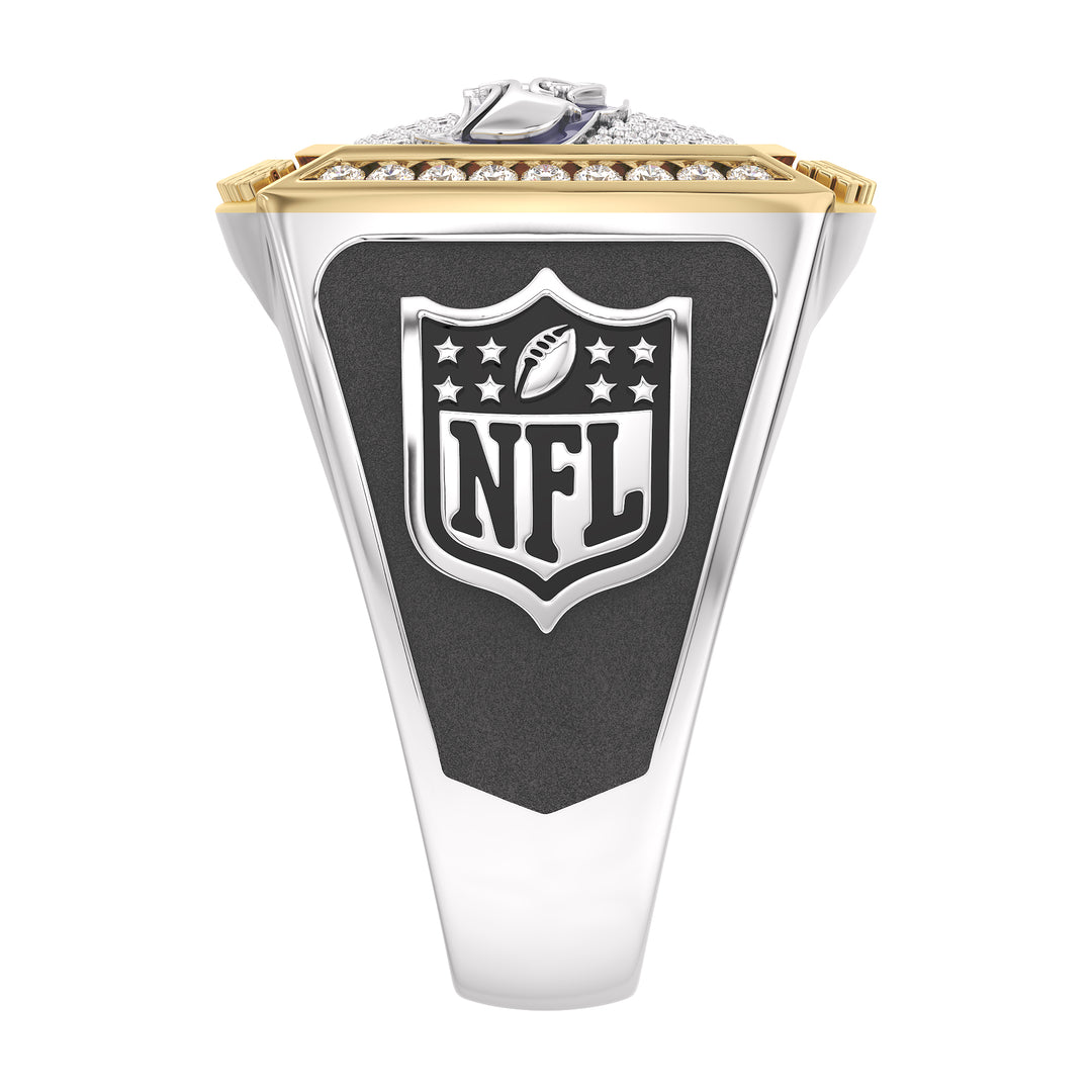NFL SEATTLE SEAHAWKS MEN'S TEAM RING with 1/2 CTTW Diamonds, 10K Yellow Gold and Sterling Silver