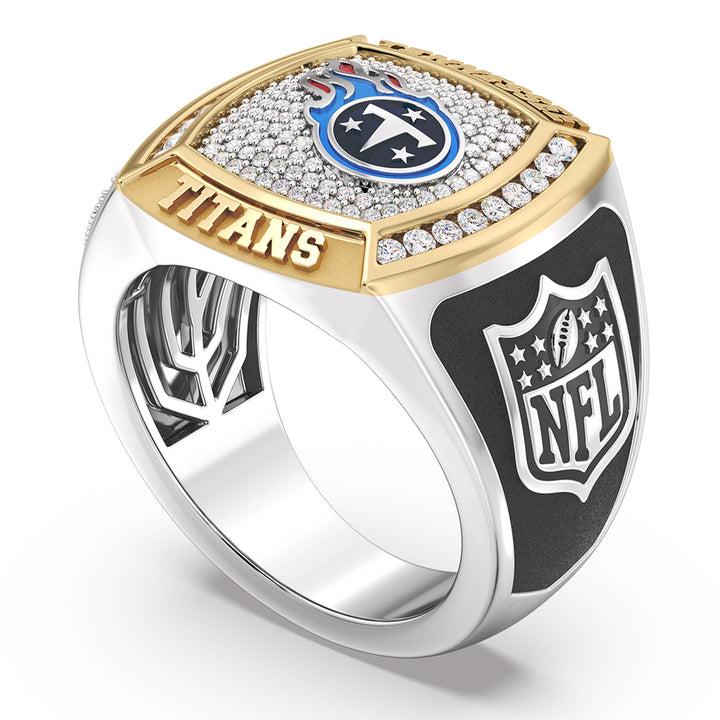 NFL TENNESSEE TITANS MEN'S TEAM RING with 1/2 CTTW Diamonds, 10K Yellow Gold and Sterling Silver