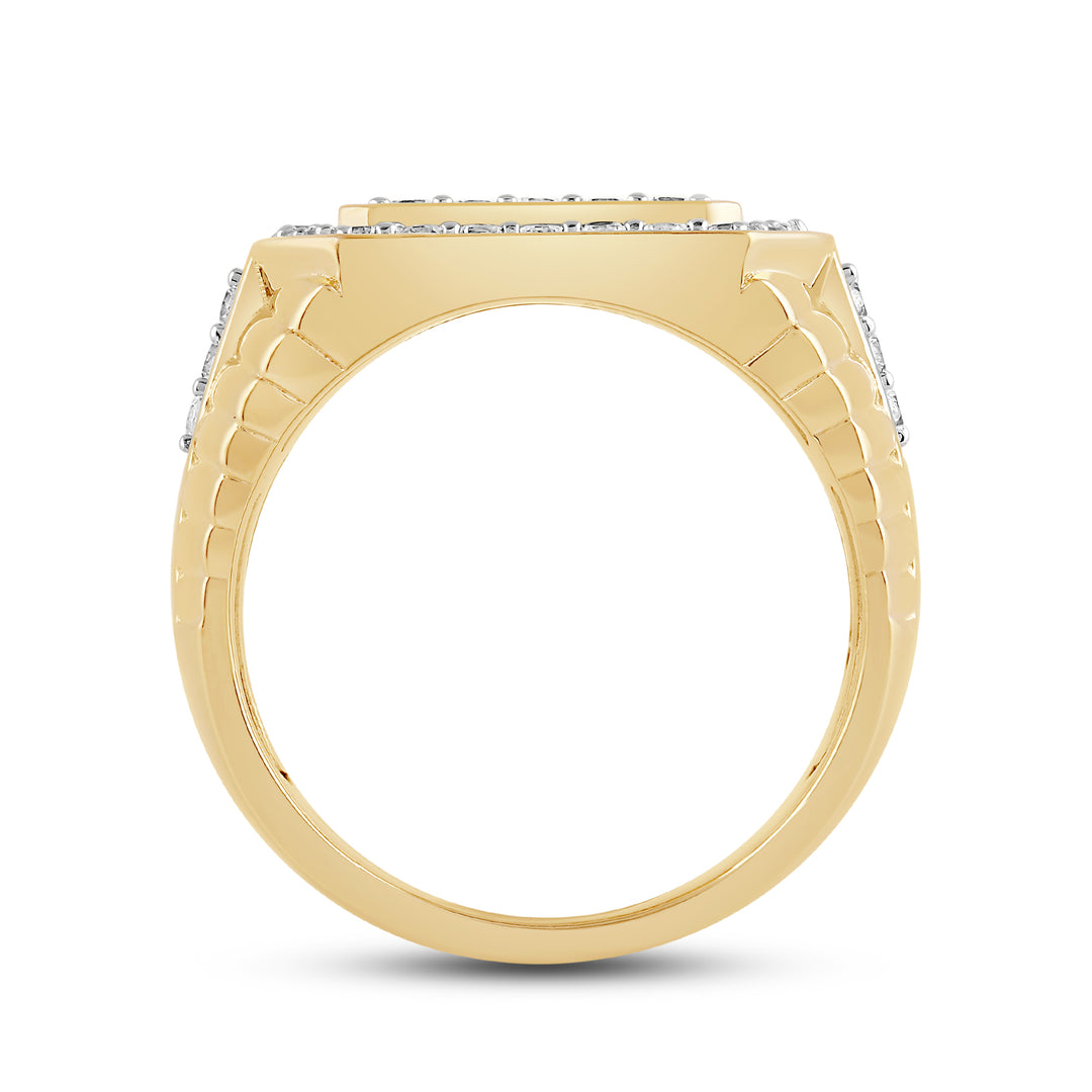 STADIUM SHAPED MEN'S DRIPZ RING
with Cubic Zirconia Stones and 14K Yellow Gold over Sterling Silver