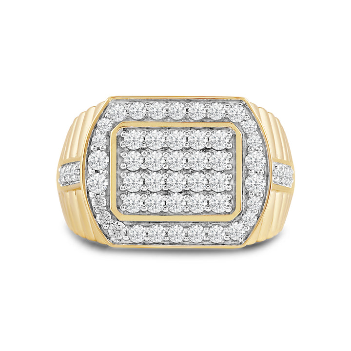 STADIUM SHAPED MEN'S DRIPZ RING
with Cubic Zirconia Stones and 14K Yellow Gold over Sterling Silver