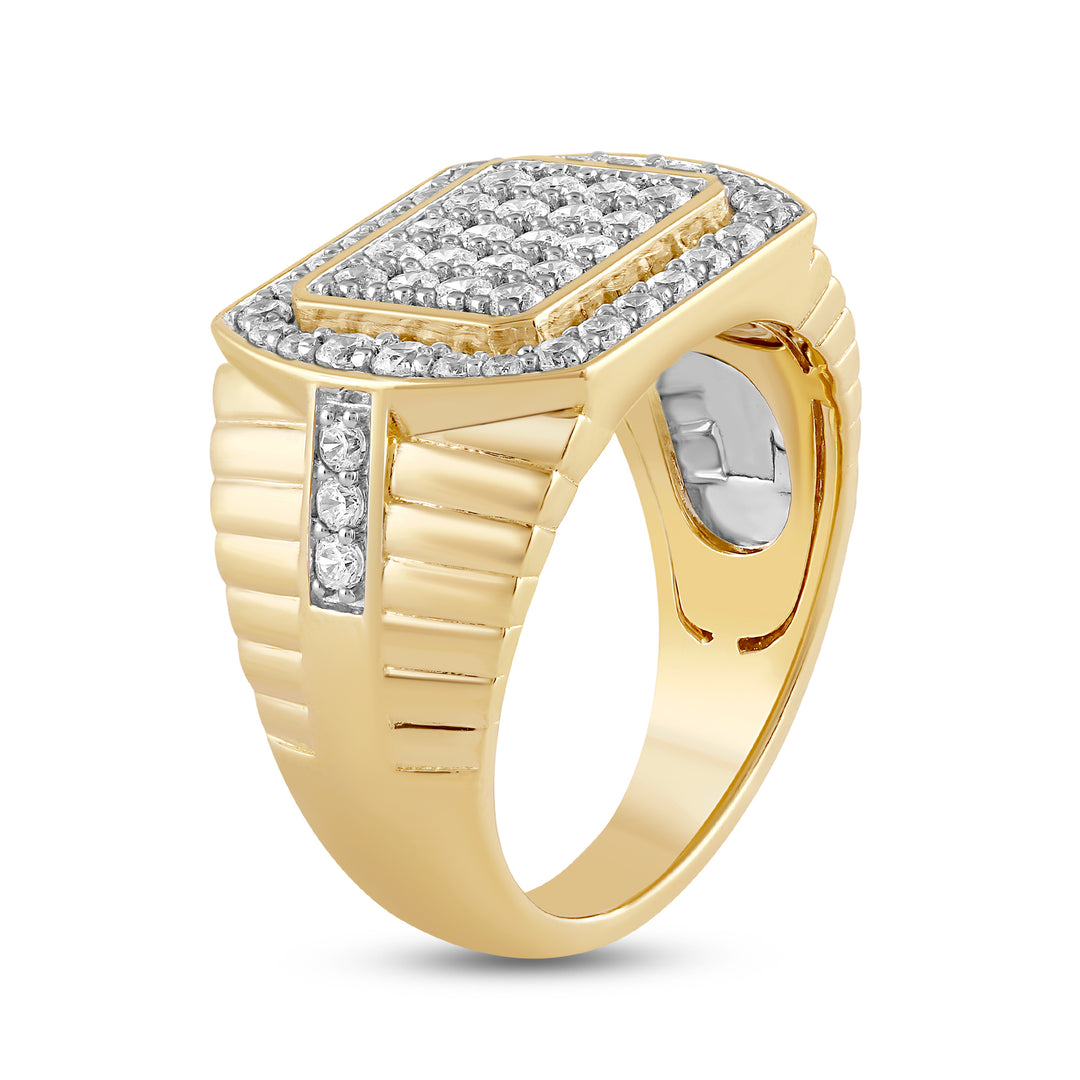 STADIUM SHAPED MEN'S DRIPZ RING
with Cubic Zirconia Stones and 14K Yellow Gold over Sterling Silver